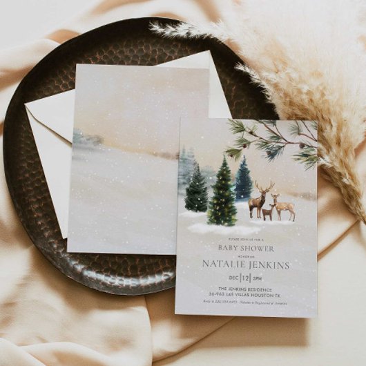 Rustic Woodland Genderneutraal Baby shower Kaart