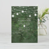 Rustic Woodland Green en Gold Calligraphy Wedding Kaart (Staand voorkant)