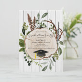 Rustic Woodland Greenery Afstuderen Kaart (Staand voorkant)