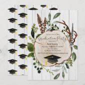 Rustic Woodland Greenery Afstuderen Kaart (Voorkant / Achterkant)