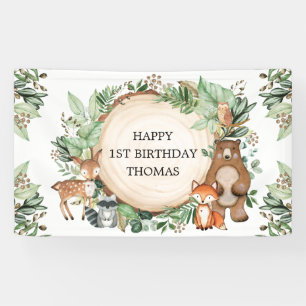 Rustic Woodland Greenery Animals Happy Birthday Spandoek