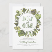 Rustic Woodland Greenery Modern Wedding Kaart (Voorkant)