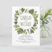 Rustic Woodland Greenery Modern Wedding Kaart (Staand voorkant)