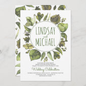 Rustic Woodland Greenery Modern Wedding Kaart (Voorkant / Achterkant)