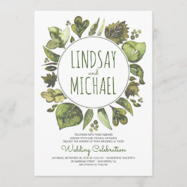 Rustic Woodland Greenery Modern Wedding Kaart