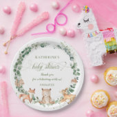 Rustic Woodland Greenery Neutral Baby shower Papieren Bordje (Feest)