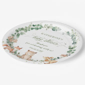 Rustic Woodland Greenery Neutral Baby shower Papieren Bordje (Gekanteld)
