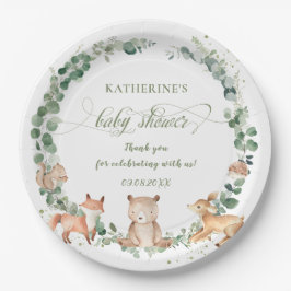 Rustic Woodland Greenery Neutral Baby shower   Papieren Bordje