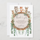Rustic Woodland Greenery Wild Animals Baby shower Bedankkaart (Voorkant)