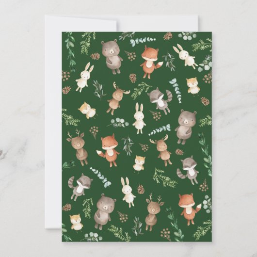 Rustic Woodland Greenery Wild Animals Baby shower Bedankkaart (Achterkant)