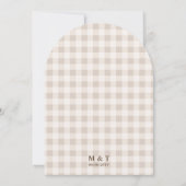 Rustic Woodland Hares On Beige Gingham Wedding Kaart (Achterkant)