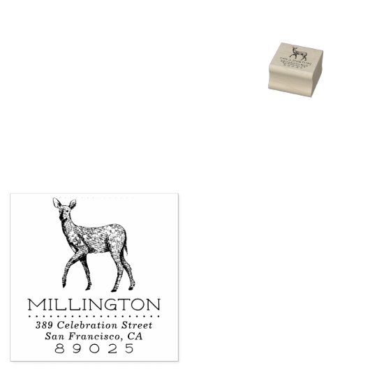 Rustic Woodland Herten Familienaam Retouradres Rubberstempel (Gestempeld)