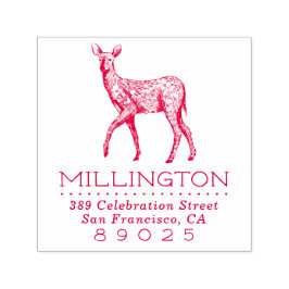 Rustic Woodland Herten Familienaam Retouradres Zelfinktende Stempel