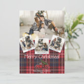 Rustic Woodland Holiday Modern 5 FotoKerstmis Feestdagenkaart (Staand voorkant)