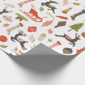 Rustic Woodland Kerstdeer en Natuur Pattern Cadeaupapier (Hoek)