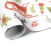 Rustic Woodland Kerstdeer en Natuur Pattern Cadeaupapier (Rol Hoek)