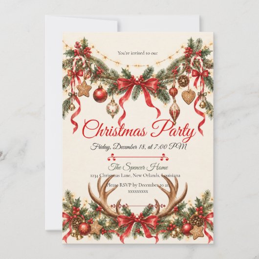 Rustic Woodland Kerstfeest Kaart (Voorkant)