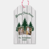 Rustic Woodland Kerstfoto Cadeaulabel (Voorkant)
