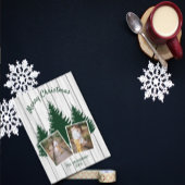 Rustic Woodland Kerstfoto Feestdagenkaart