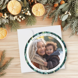 Rustic Woodland Kerstfoto Feestdagenkaart