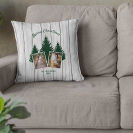 Rustic Woodland Kerstfoto Kussen