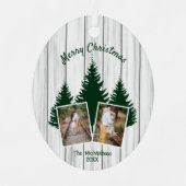 Rustic Woodland Kerstfoto Metalen Ornament (Voorkant)