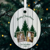 Rustic Woodland Kerstfoto Metalen Ornament