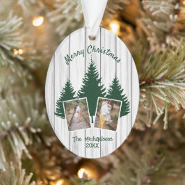 Rustic Woodland Kerstfoto Ornament