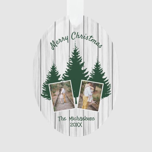 Rustic Woodland Kerstfoto Ornament (voorkant)