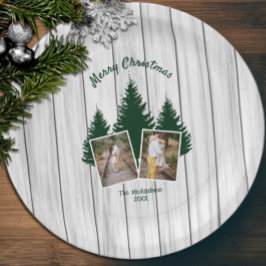 Rustic Woodland Kerstfoto Papieren Bordje