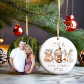 Rustic Woodland Kerstmis Baby Boy Aankondiging Keramisch Ornament