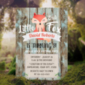 Rustic Woodland Little Fox 8th Birthday Party Kaart
