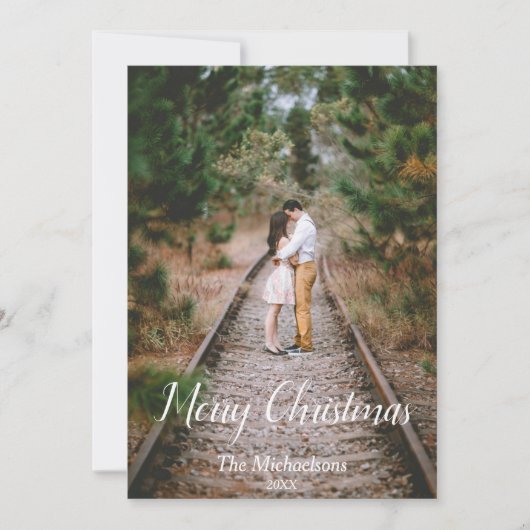 Rustic Woodland Merry Kerstry Feestdagenkaart (Voorkant)