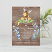Rustic Woodland Moose Baby shower Invitation Kaart (Staand voorkant)