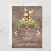 Rustic Woodland Moose Baby shower Invitation Kaart (Voorkant)