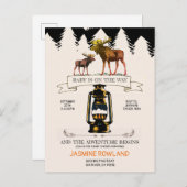 Rustic Woodland Moose Baby shower Uitnodiging Briefkaart (Voorkant / Achterkant)