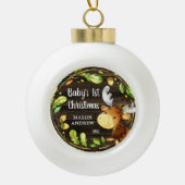 Rustic Woodland Moose Baby's eerste Kerstmis Keramische Bal Ornament (Voorkant)