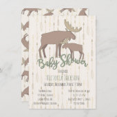 Rustic Woodland Moose en Baby shower Kaart (Voorkant / Achterkant)