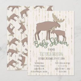 Rustic Woodland Moose en Baby shower Kaart