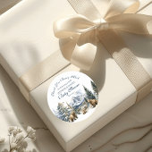 Rustic Woodland Mountain Beer Baby shower Bedankt Ronde Sticker