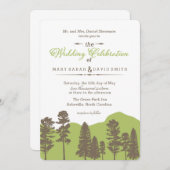 Rustic Woodland Mountain en Trees Wedding Invite Kaart (Voorkant / Achterkant)