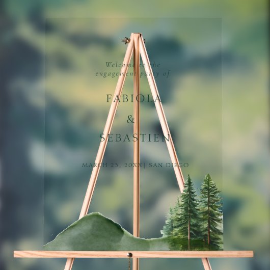 Rustic Woodland Mountain Forest Engagement Welkom Acryl Bord (Neutraal)
