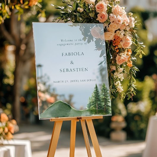 Rustic Woodland Mountain Forest Engagement Welkom Acryl Bord