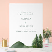 Rustic Woodland Mountain Forest Engagement Welkom Acryl Bord (Huwelijk)