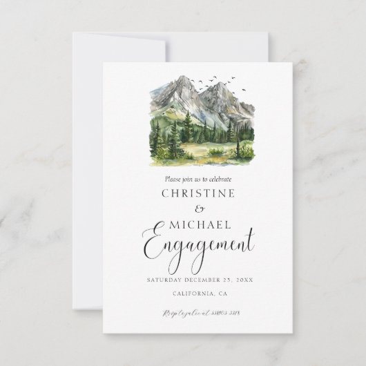 Rustic Woodland Mountain Forest verlovingsfeest Save The Date (Voorkant)