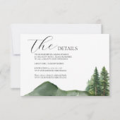 Rustic Woodland Mountain Forest Wedding details RSVP Kaartje (Voorkant)