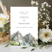 Rustic Woodland Mountain Forest Wedding Welkom Reclamebord Met Voetstuk