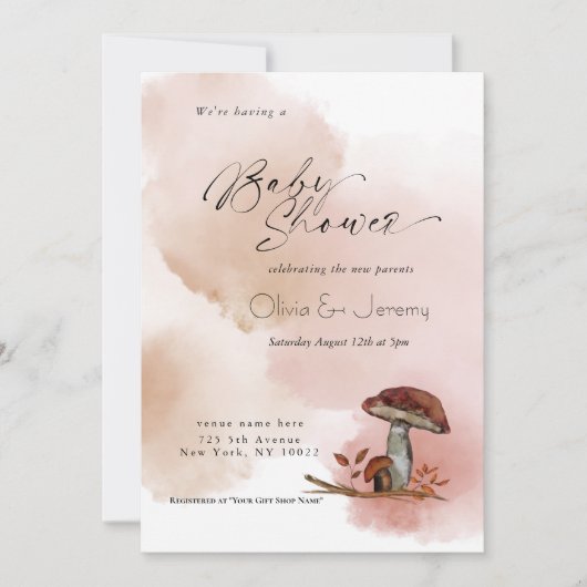 Rustic Woodland Mushroom Baby shower Kaart (Voorkant)