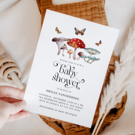 Rustic Woodland Mushroom Baby shower Uitnodiging