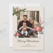 Rustic Woodland Mushrooms Kerstmis 4 Foto Feestdagenkaart (Voorkant)